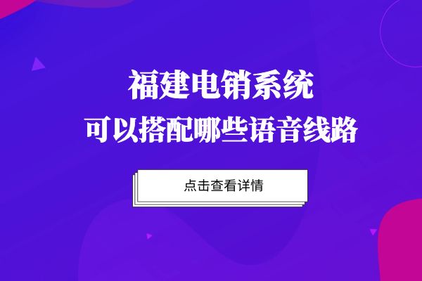 福建电销系统可以搭配哪些语音线路？